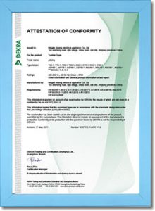 CE certificate for Vented Tumble Dryer